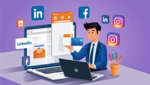 Digital marketer extracting email addresses from websites and social media.