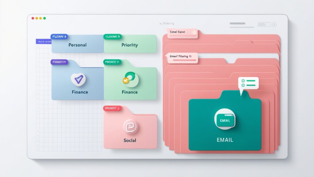 Organized email inbox structure and management system